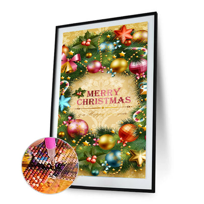 Christmas Wreath - Full Round Drill Diamond Painting 30*50CM