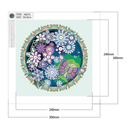 Butterfly Flowers - Special Shaped Drill Diamond Painting 30*30CM