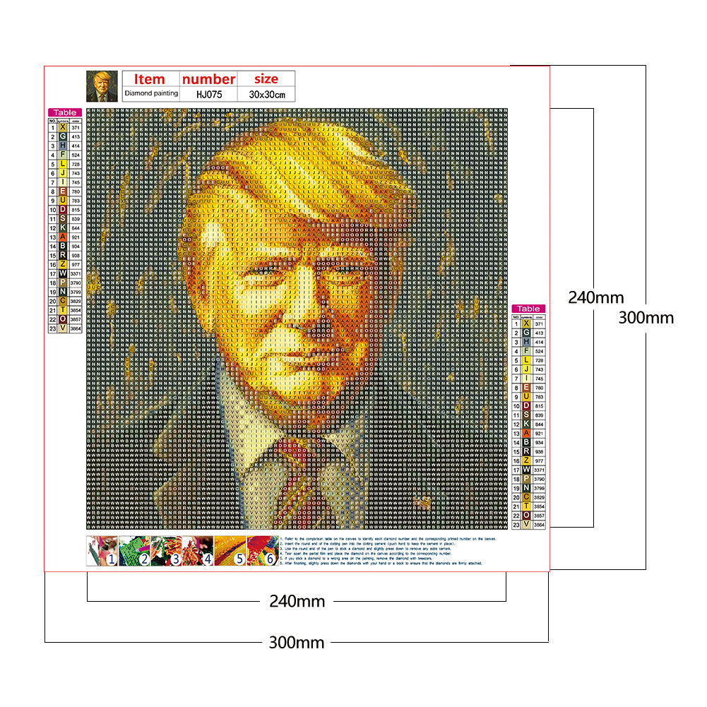 Presidential Portrait - Full Round Drill Diamond Painting 30*30CM