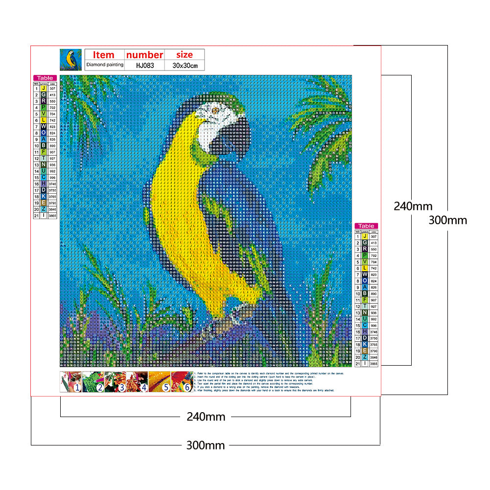 European Parrot - Full Round Drill Diamond Painting 30*30CM