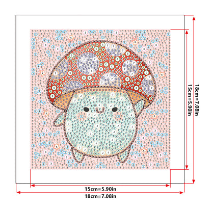 Cartoon Mushroom - Special Shaped Drill Diamond Painting 18*18CM