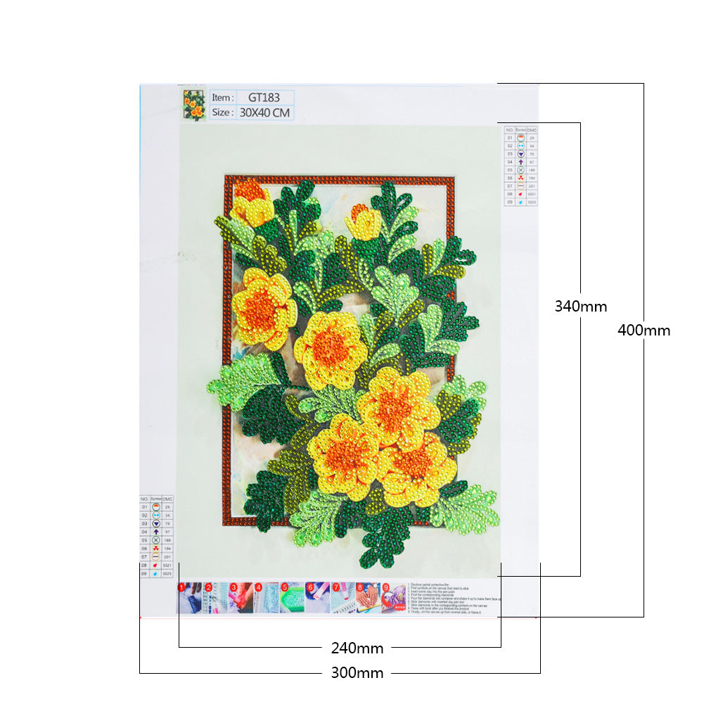 Flowers - Special Shaped Drill Diamond Painting 30*40CM