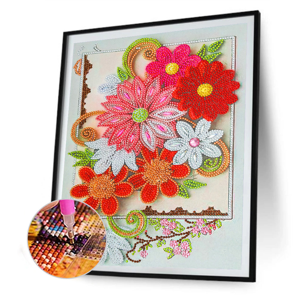 Flowers - Special Shaped Drill Diamond Painting 30*40CM