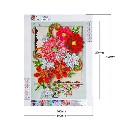 Flowers - Special Shaped Drill Diamond Painting 30*40CM