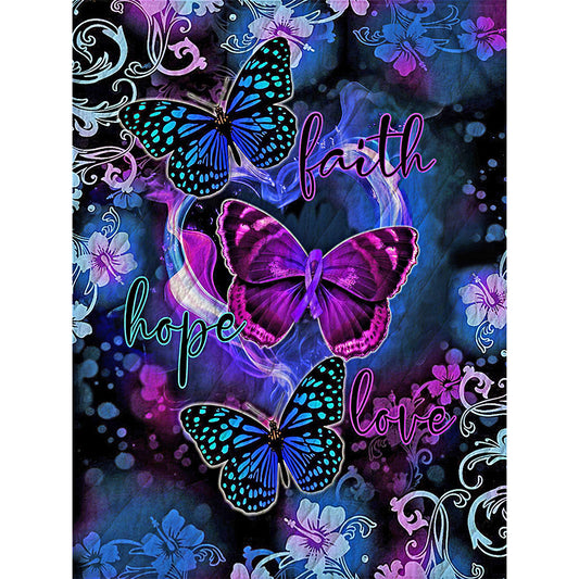 Purple Butterfly - Full Round Drill Diamond Painting 30*40CM