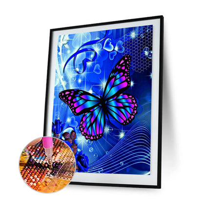 Purple Butterfly - Full Round Drill Diamond Painting 30*40CM