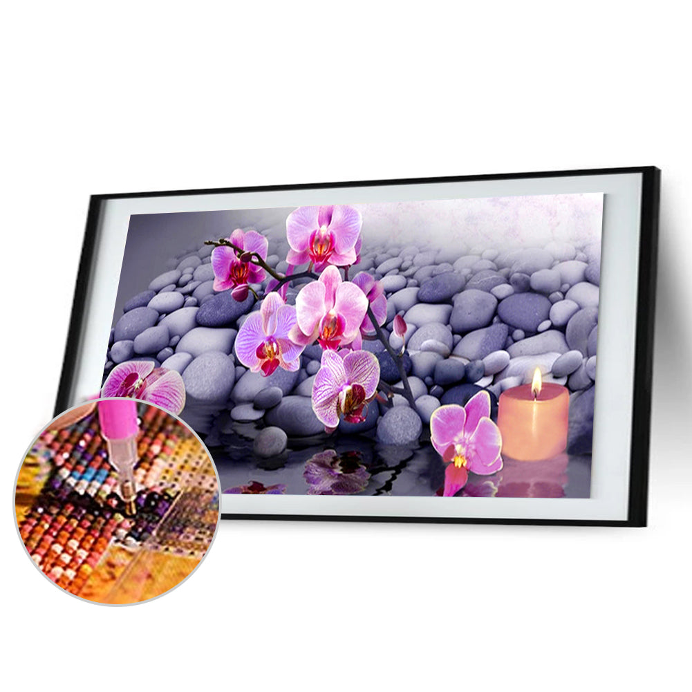 Pink Flowers - Full Round Drill Diamond Painting 60*30CM