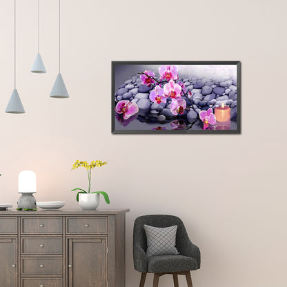 Pink Flowers - Full Round Drill Diamond Painting 60*30CM