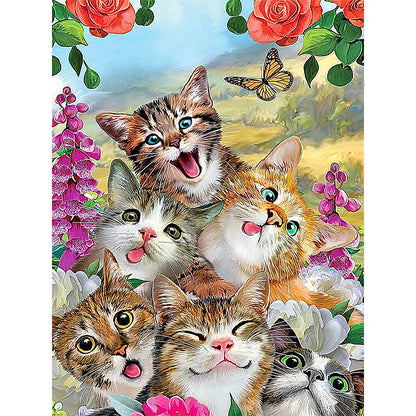 Cat - Full Round Drill Diamond Painting 30*40CM