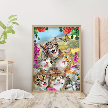 Cat - Full Round Drill Diamond Painting 30*40CM