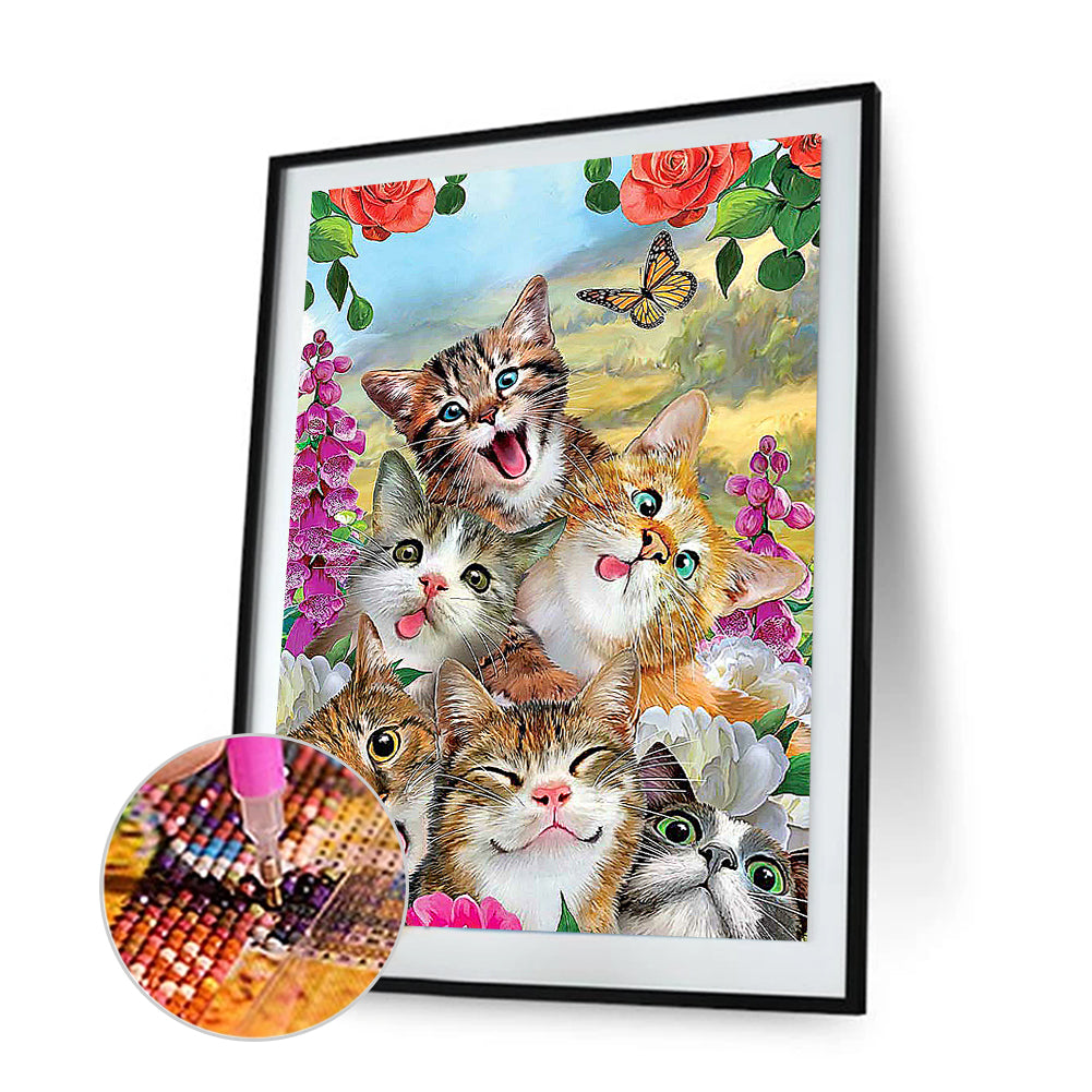 Cat - Full Round Drill Diamond Painting 30*40CM