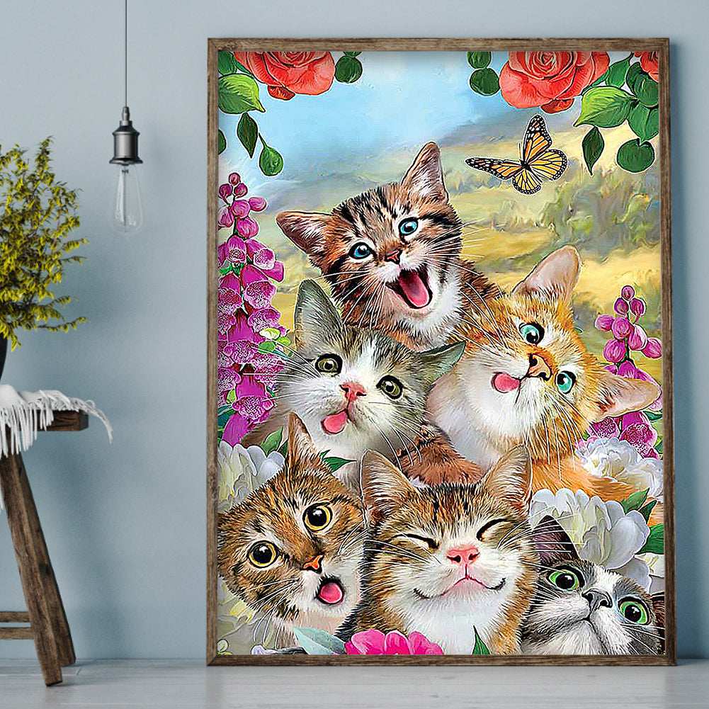 Cat - Full Round Drill Diamond Painting 30*40CM