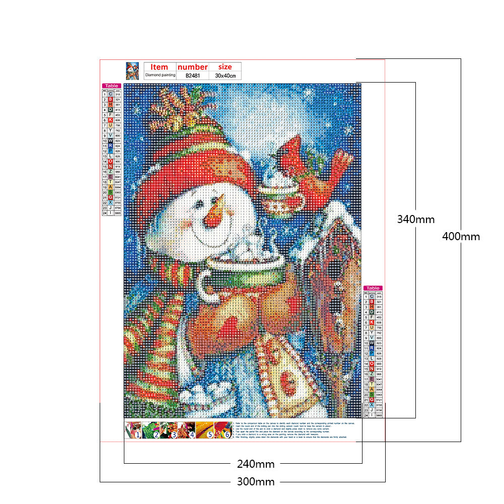 Cartoon Snowman - Full Round Drill Diamond Painting 30*40CM