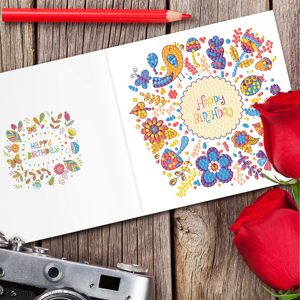 12pcs DIY Diamond Painting Greeting Cards Mosaic Thanks Birthday Postcards
