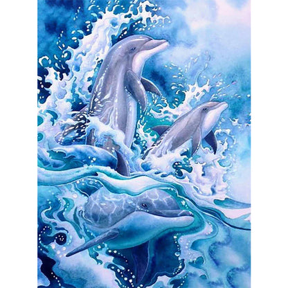 Blue Dolphin - Full Round Drill Diamond Painting 30*40CM