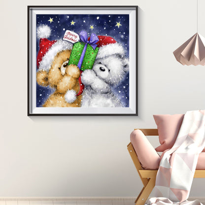 Christmas Bear - Full Round Drill Diamond Painting 30*30CM