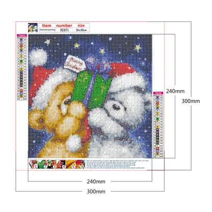 Christmas Bear - Full Round Drill Diamond Painting 30*30CM