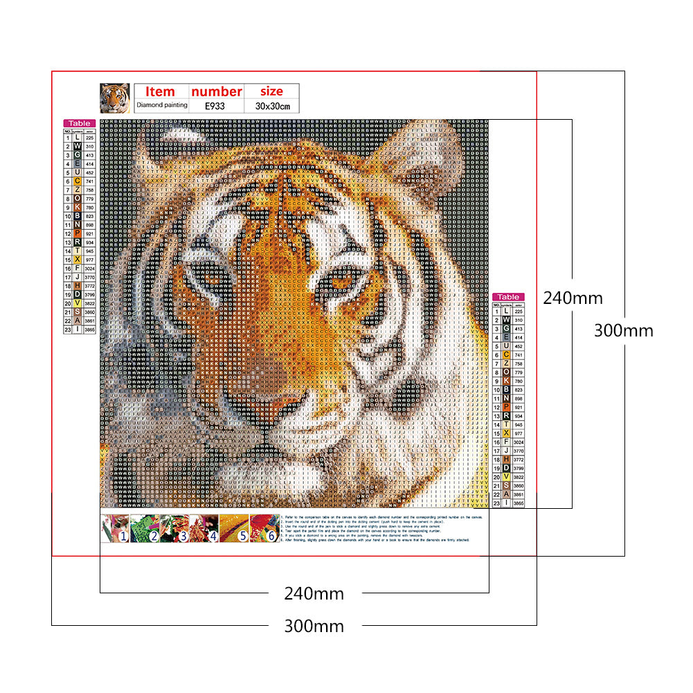 Tiger - Full Round Drill Diamond Painting 30*30CM