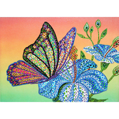 Flower Butterfly - Special Shaped Drill Diamond Painting 40*30CM