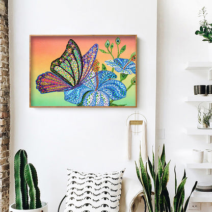 Flower Butterfly - Special Shaped Drill Diamond Painting 40*30CM