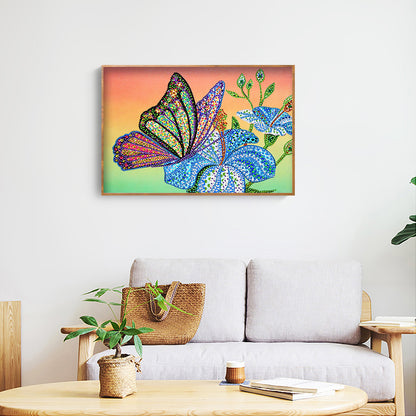 Flower Butterfly - Special Shaped Drill Diamond Painting 40*30CM