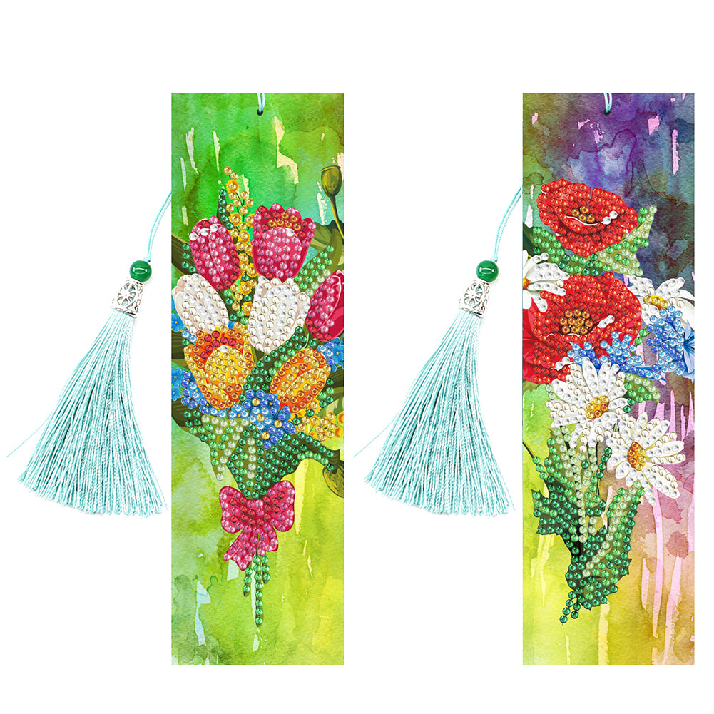 2pcs Diamond Painting Bookmark DIY Special Shaped Drill Animal Tassel Craft