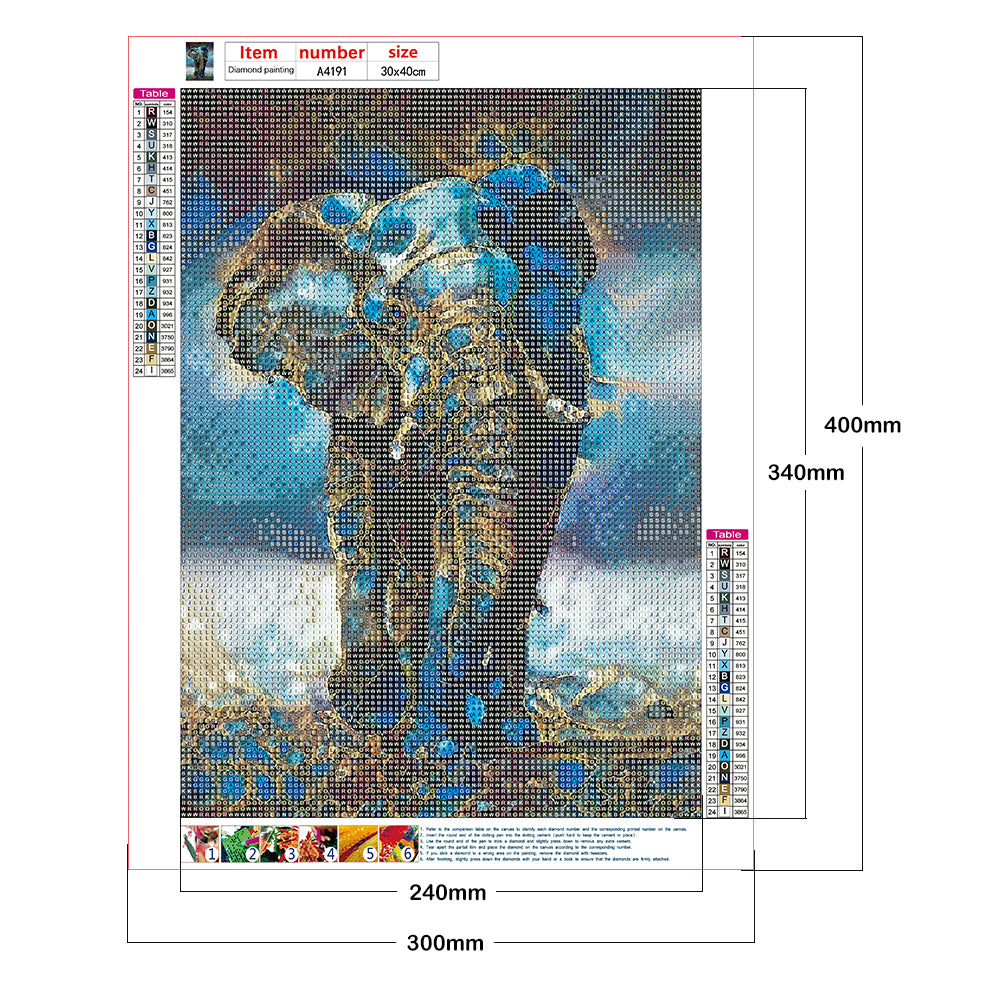 Elehpant - Full Round Drill Diamond Painting 30*40CM