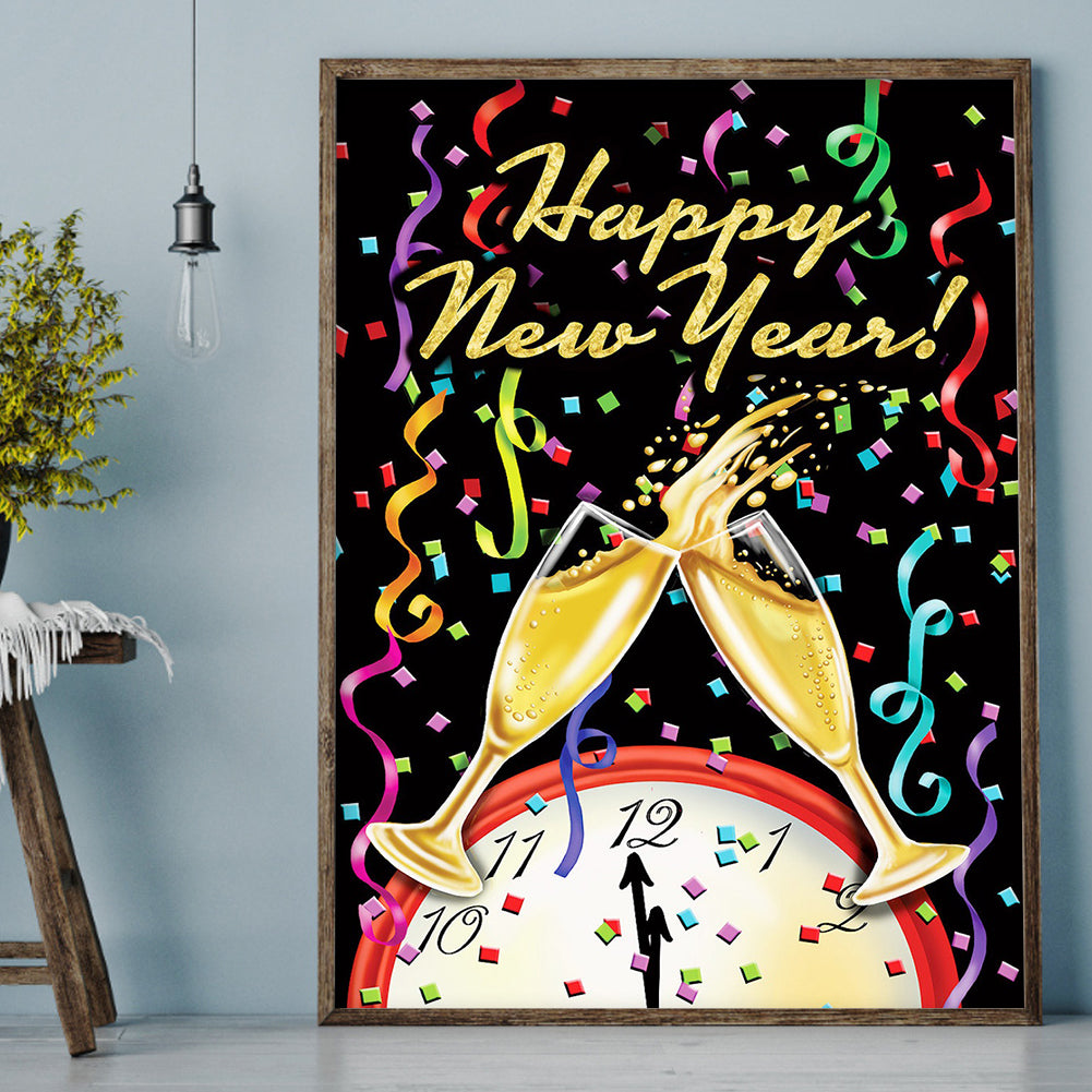 Happy New Year - Full Round Drill Diamond Painting 30*40CM