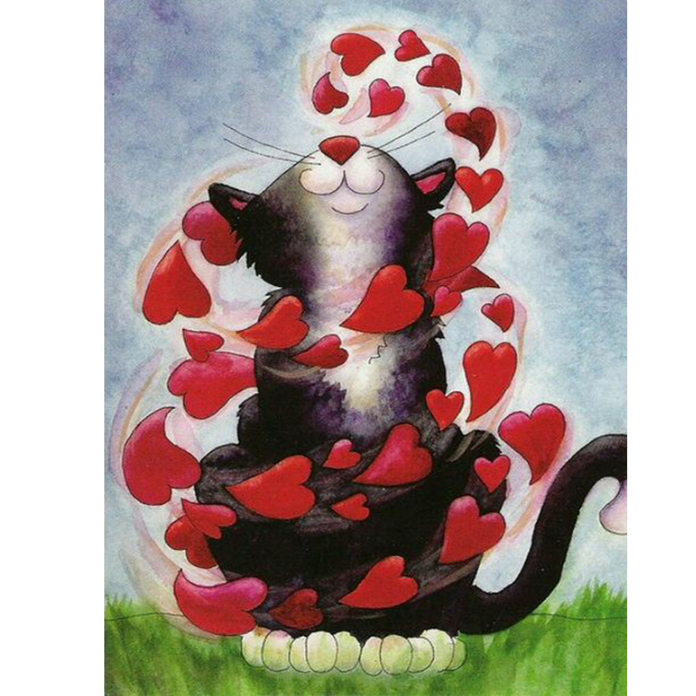 Love Cat - Full Round Drill Diamond Painting 30*40CM