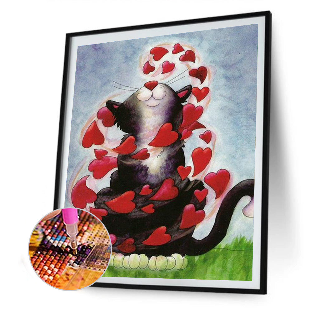 Love Cat - Full Round Drill Diamond Painting 30*40CM