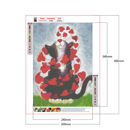 Love Cat - Full Round Drill Diamond Painting 30*40CM