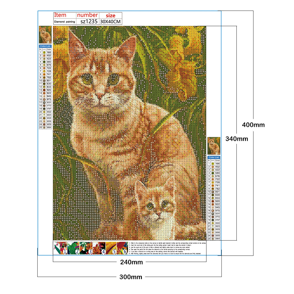 Cat - Full Round Drill Diamond Painting 30*40CM