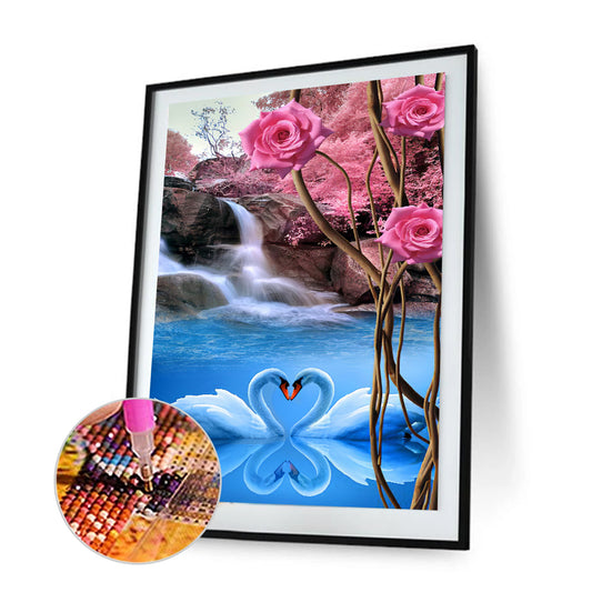 Swan - Full Round Drill Diamond Painting 30*40CM