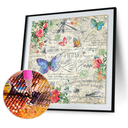 Letter Butterfly - Full Round Drill Diamond Painting 40*40CM