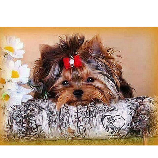Flower Dog - Full Round Drill Diamond Painting 40*30CM