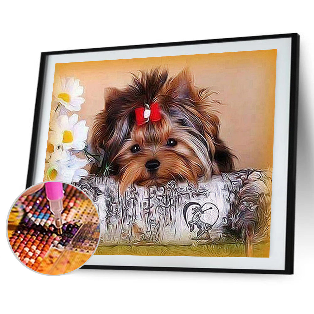 Flower Dog - Full Round Drill Diamond Painting 40*30CM