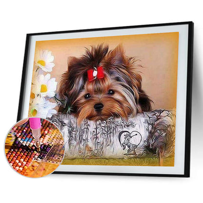 Flower Dog - Full Round Drill Diamond Painting 40*30CM