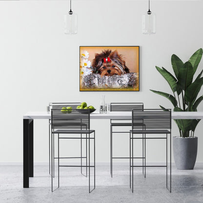 Flower Dog - Full Round Drill Diamond Painting 40*30CM