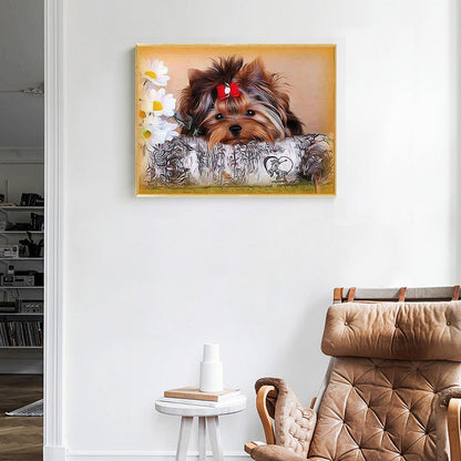 Flower Dog - Full Round Drill Diamond Painting 40*30CM