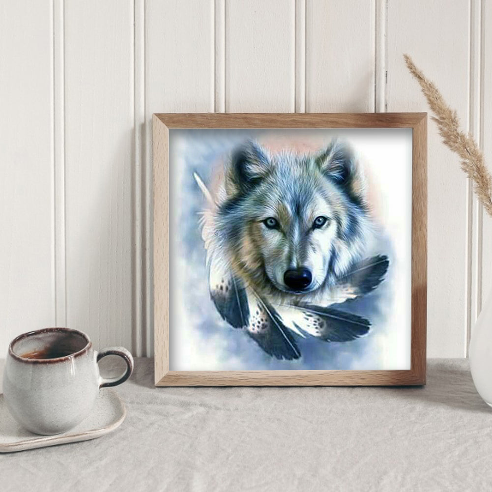 Wolf Feather - Full Round Drill Diamond Painting 30*30CM