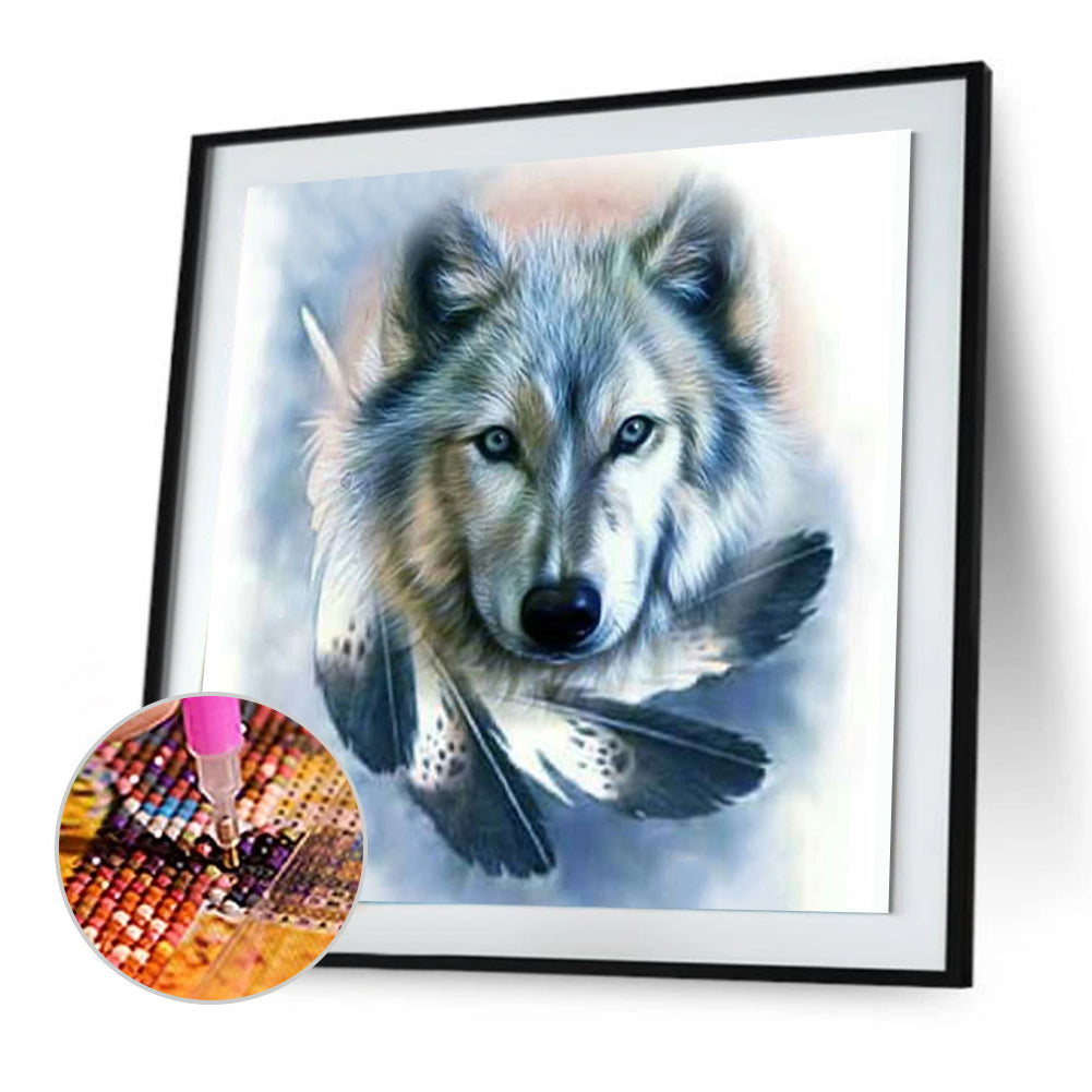 Wolf Feather - Full Round Drill Diamond Painting 30*30CM