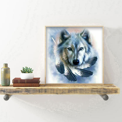 Wolf Feather - Full Round Drill Diamond Painting 30*30CM