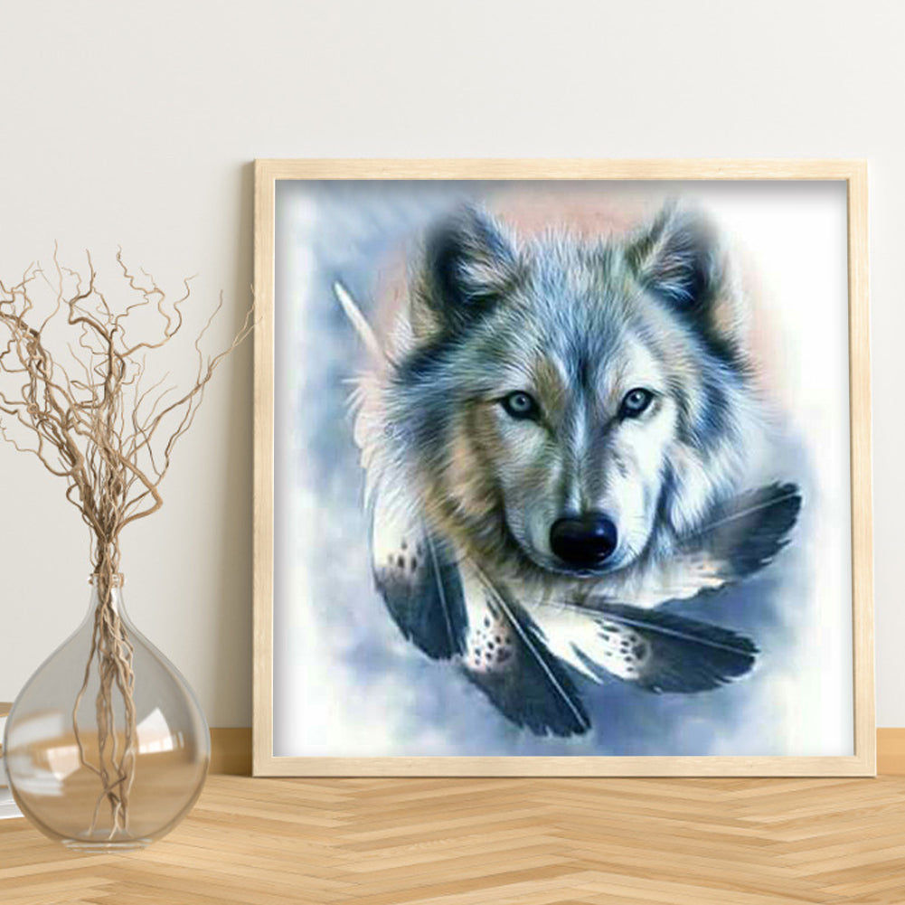 Wolf Feather - Full Round Drill Diamond Painting 30*30CM