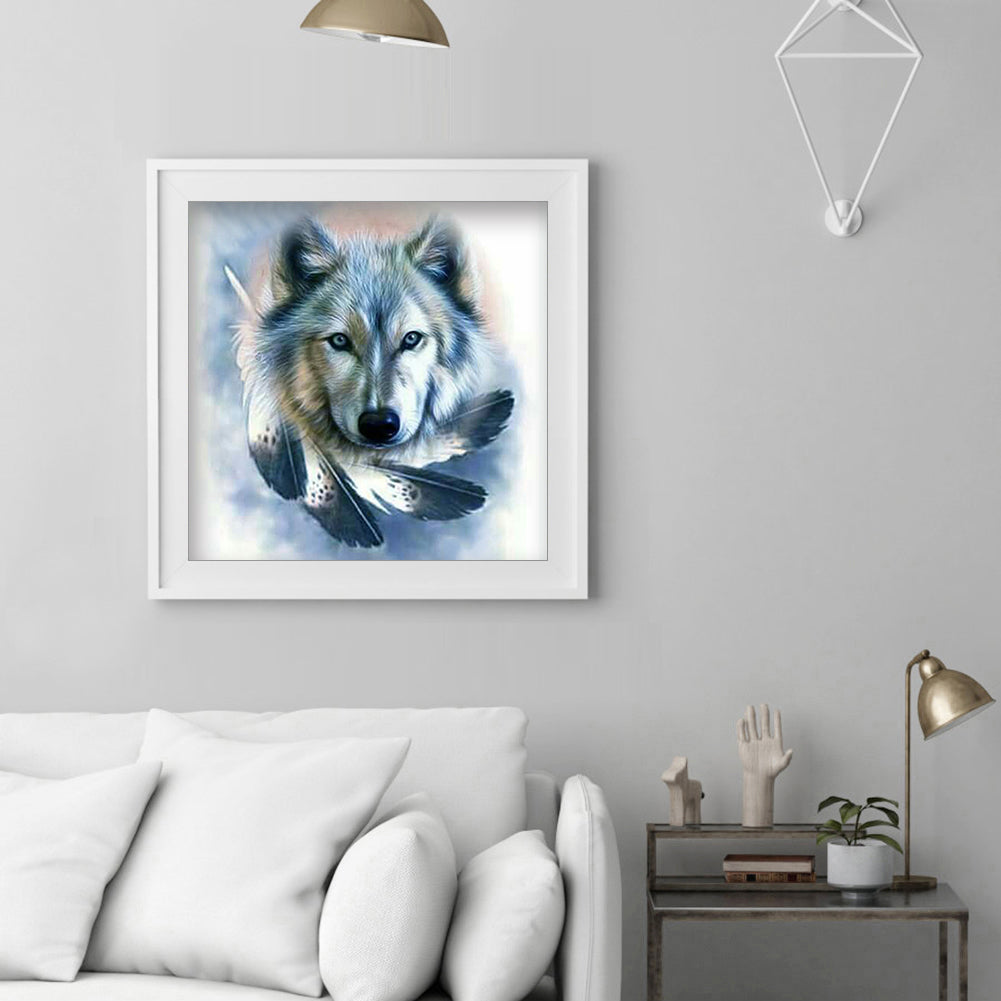 Wolf Feather - Full Round Drill Diamond Painting 30*30CM