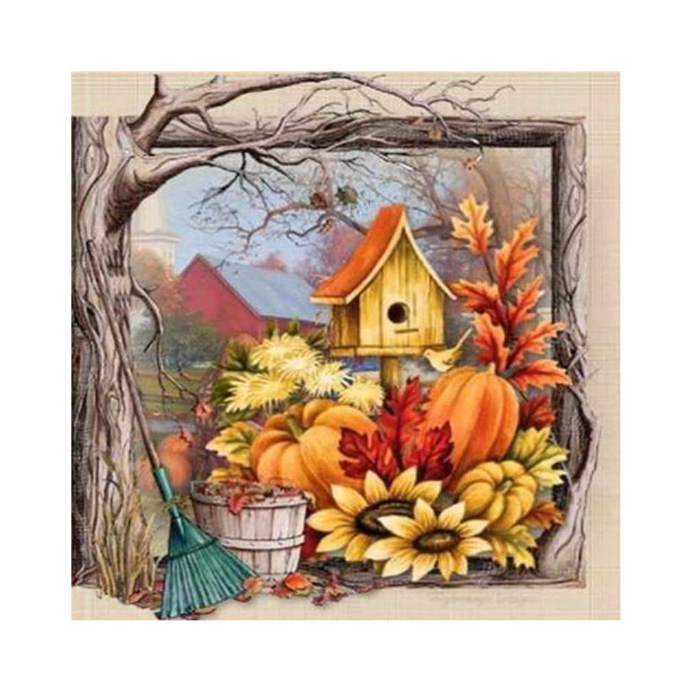 Pumpkin Hut - Full Round Drill Diamond Painting 30*30CM