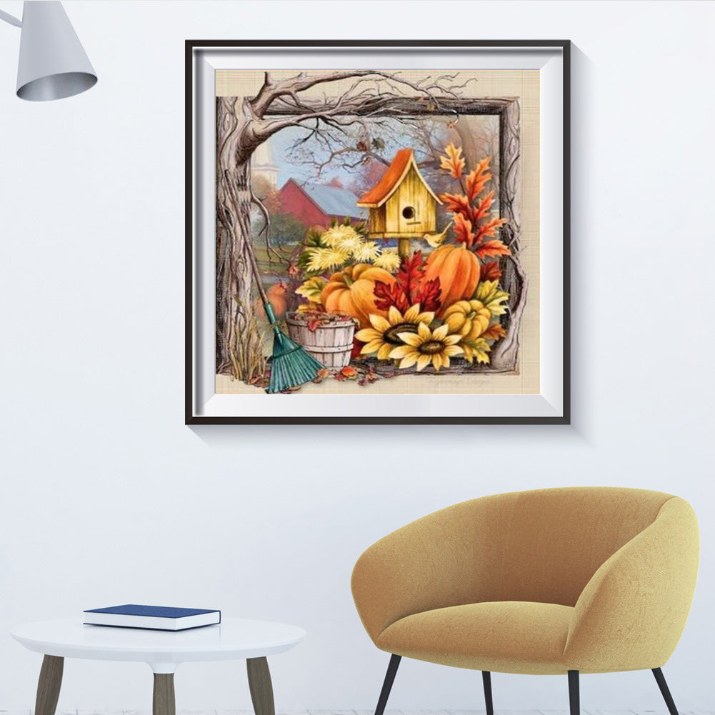 Pumpkin Hut - Full Round Drill Diamond Painting 30*30CM