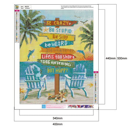 Beach Letter - Full Round Drill Diamond Painting 40*50CM
