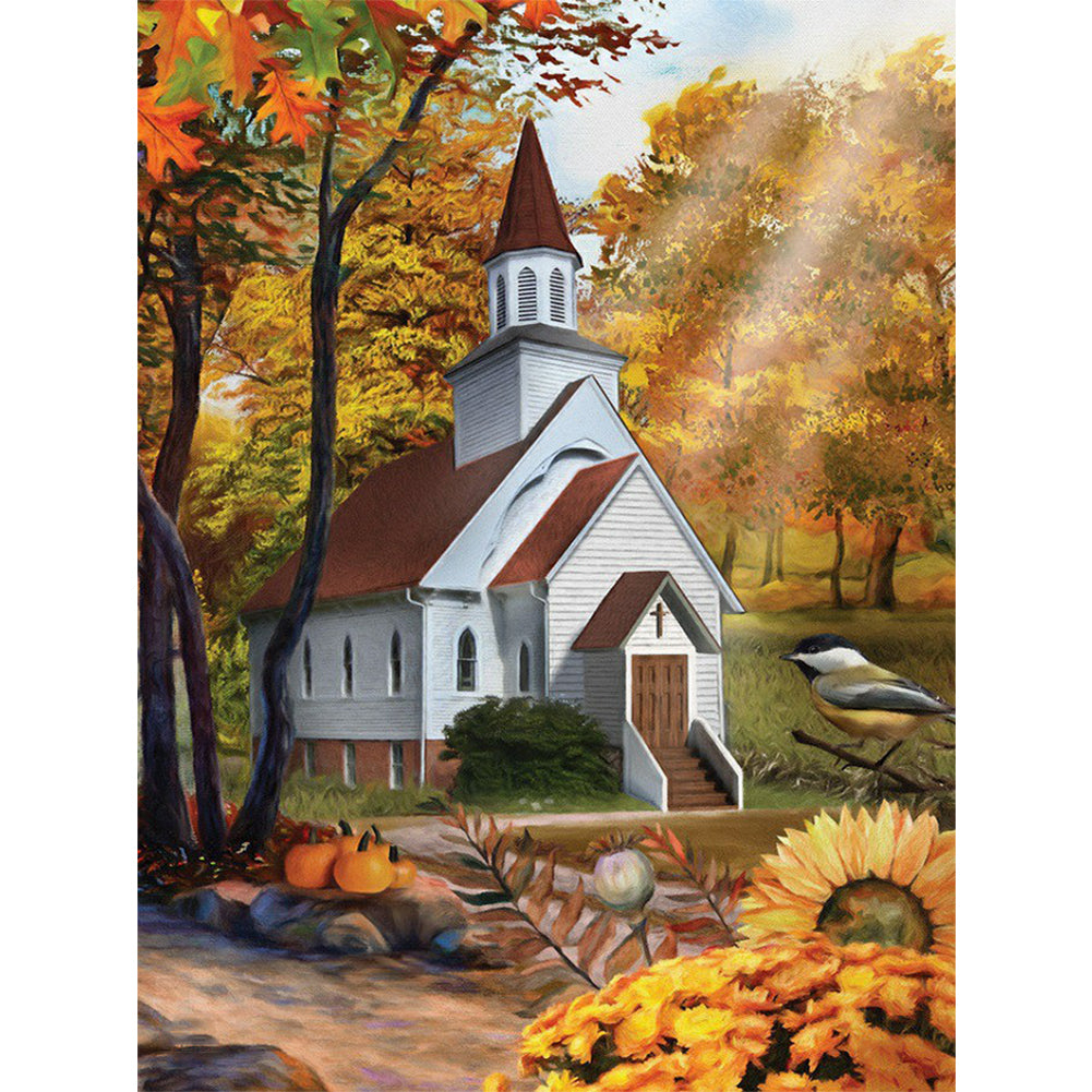 Church Scenery - Full Round Drill Diamond Painting 30*40CM