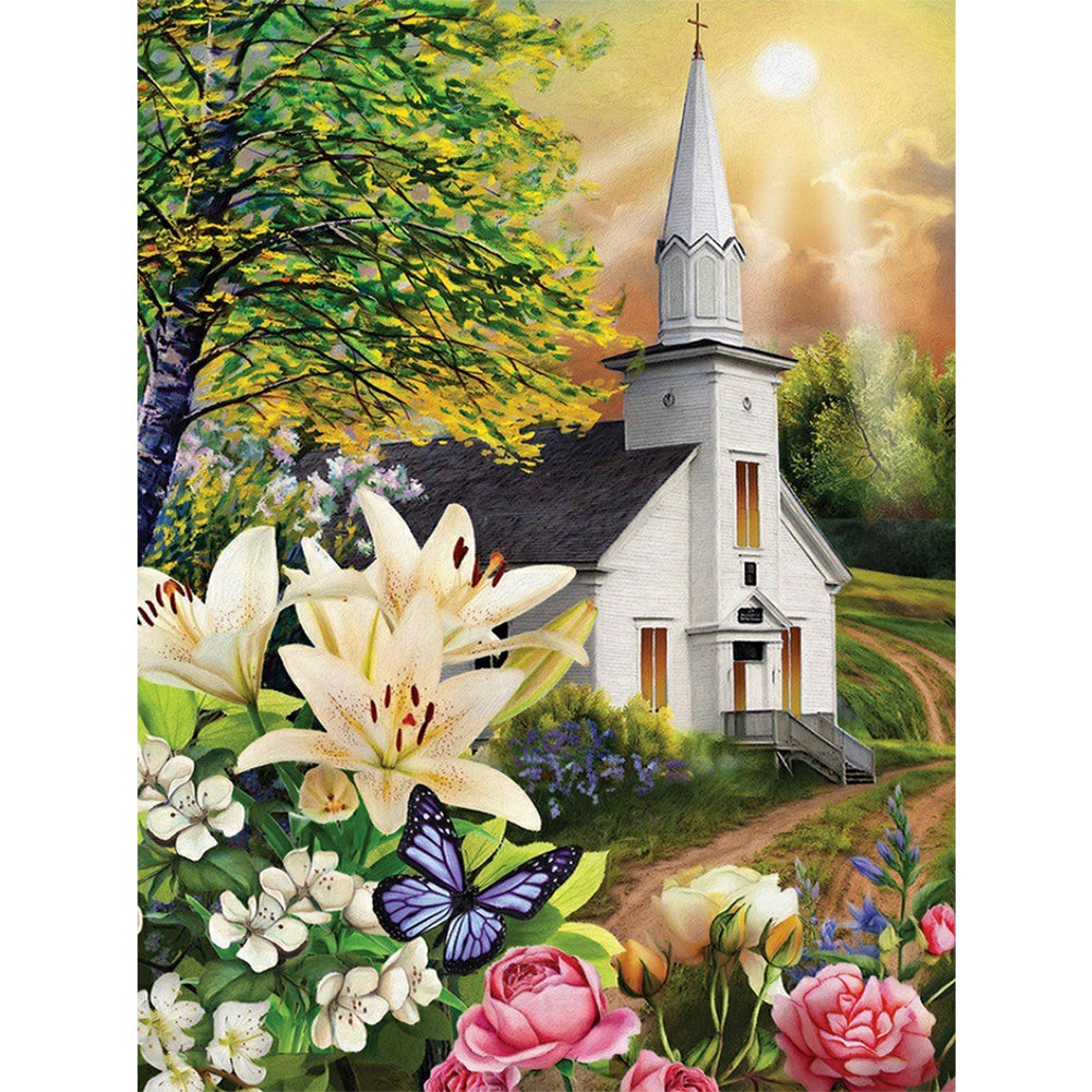 Church Scenery - Full Round Drill Diamond Painting 30*40CM