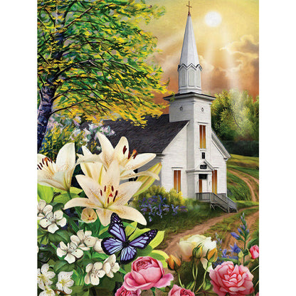 Church Scenery - Full Round Drill Diamond Painting 30*40CM